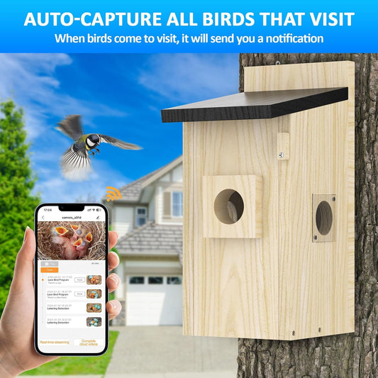 Smart Solar Birdhouse Camera — 4MP, AI Bird Identification - HelioGreenEnergySecurity Camera