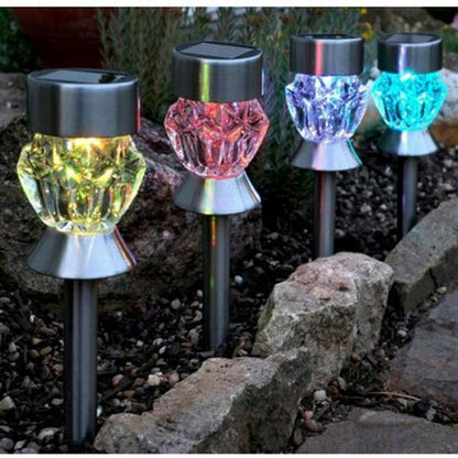 Solar Crystal Stake Garden Lights — Pack of 4 - HelioGreenEnergyGarden Lighting