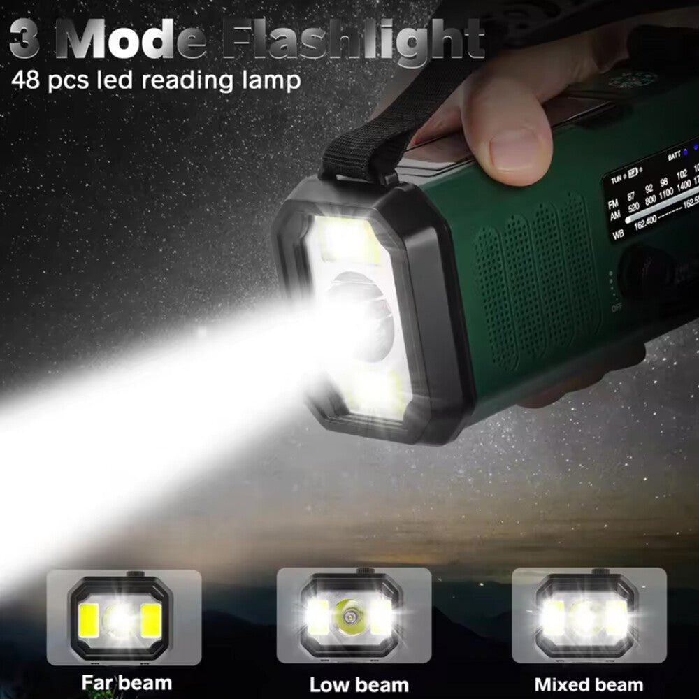Solar Emergency Radio — 10000mAh, Hand Crank, FM/AM & LED Torch - HelioGreenEnergyEmergency Radio