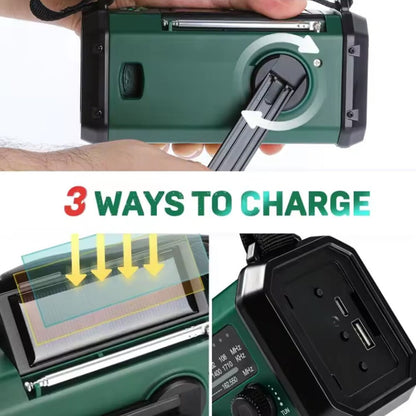 Solar Emergency Radio — 10000mAh, Hand Crank, FM/AM & LED Torch - HelioGreenEnergyEmergency Radio