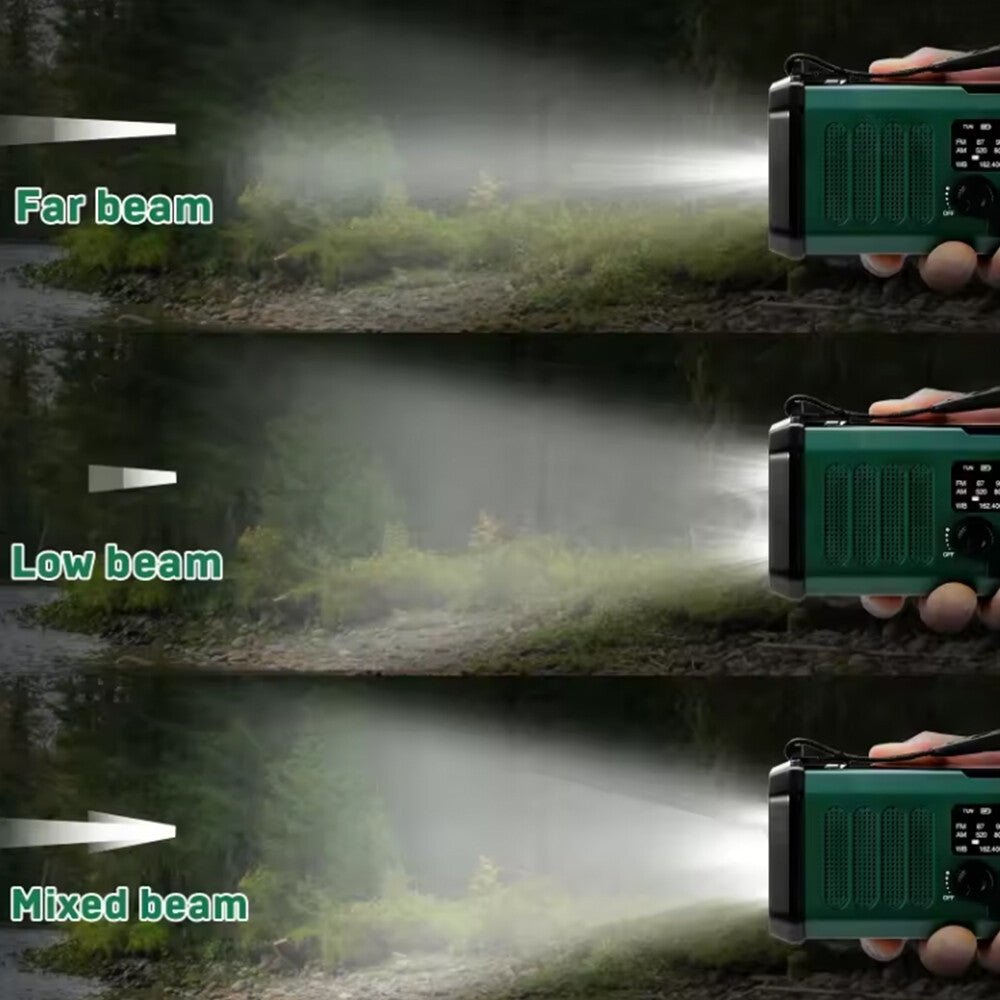 Solar Emergency Radio — 10000mAh, Hand Crank, FM/AM & LED Torch - HelioGreenEnergyEmergency Radio