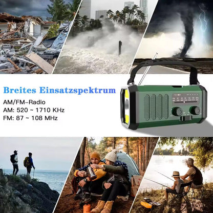 Solar Emergency Radio — 10000mAh, Hand Crank, FM/AM & LED Torch - HelioGreenEnergyEmergency Radio