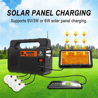 Solar Portable Lighting Kit — 3 LED Bulbs, Speaker & Power Bank - HelioGreenEnergyPortable Lighting