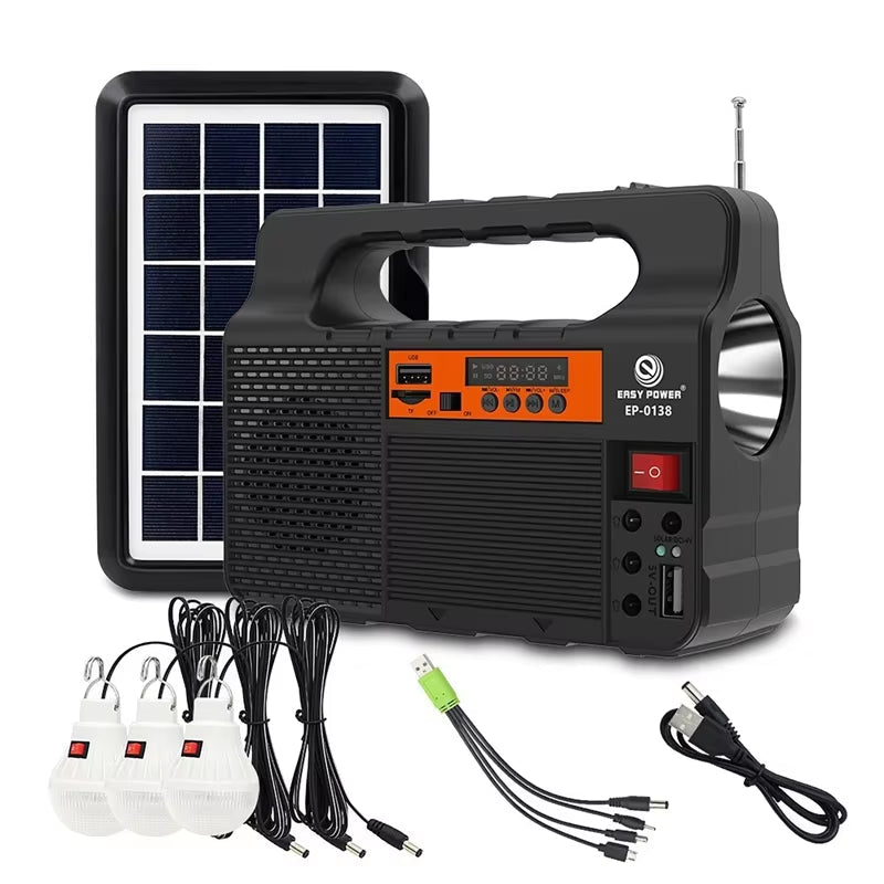 Solar Portable Lighting Kit — 3 LED Bulbs, Speaker & Power Bank - HelioGreenEnergyPortable Lighting
