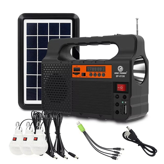 Solar Portable Lighting Kit — 3 LED Bulbs, Speaker & Power Bank - HelioGreenEnergyPortable Lighting